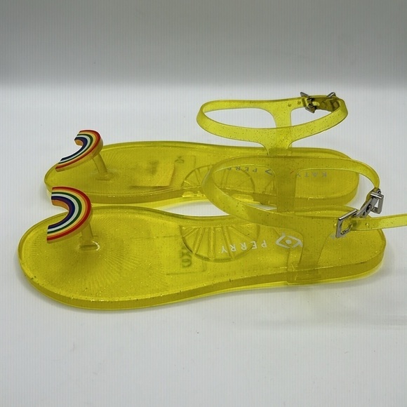 Katy Perry Yellow Rainbow Glitter Jelly Sandals Size 6 New without tags! - Picture 4 of 6